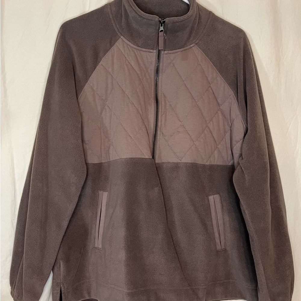 Maurices Taupe Quilted Fleece Jacket